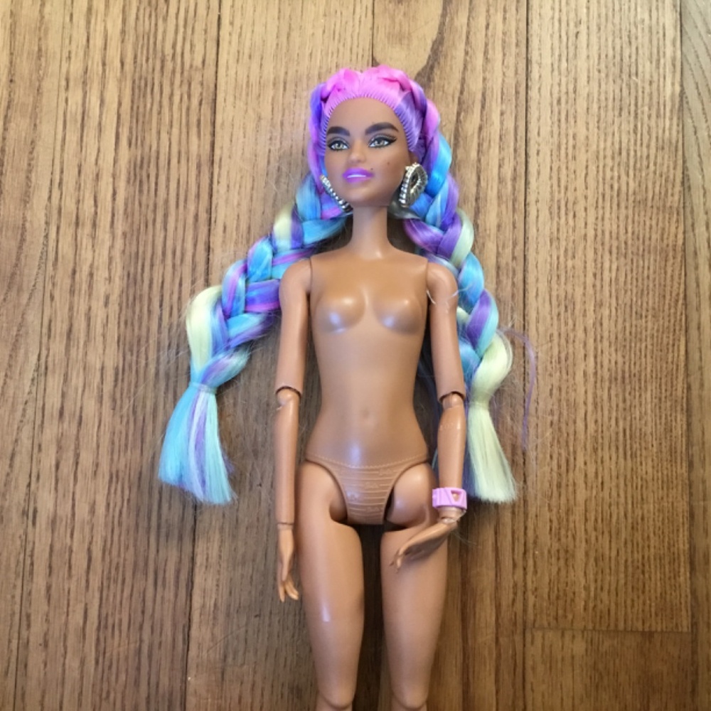 BARBIE EXTRA DOLL Rainbow Braided Hair #5 Fringe 111 2020 Mattel #GRN29